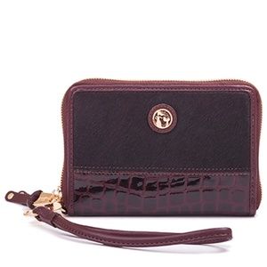 NWT - Spartina 449 Bordeaux Croc Wrist Wallet